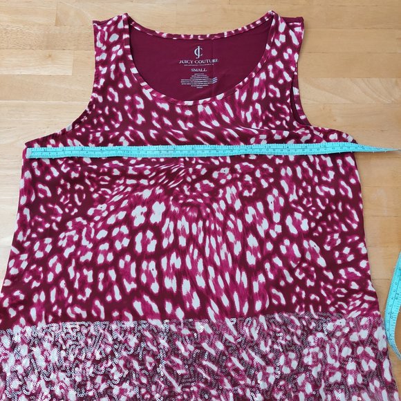 Juicy Couture Women's Tank Top Leopard Print Sequined Dark Fuchsia Small - Picture 9 of 10
